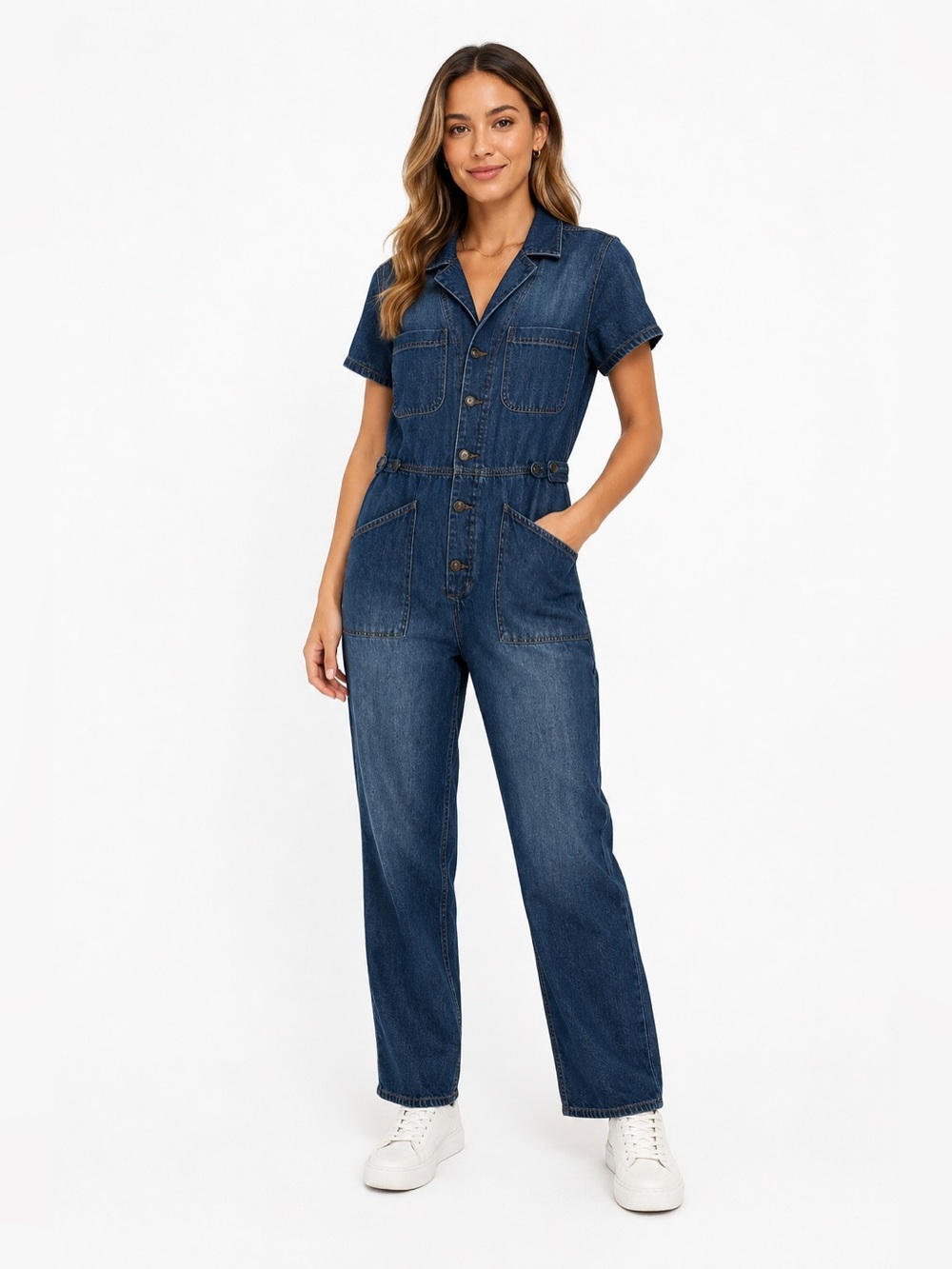 Pistola x Anthropologie Women' s Denim Jumpsuit in Dark Blue. Size Medium